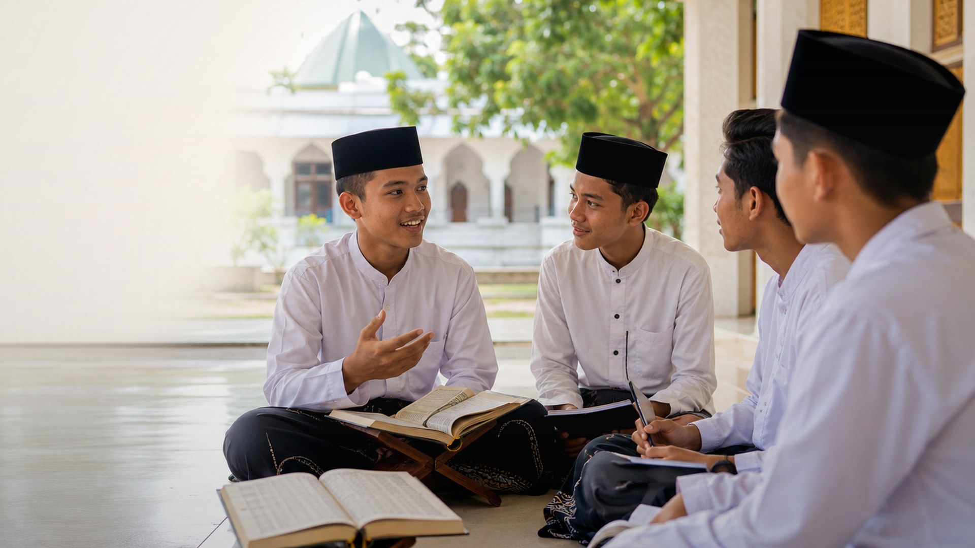 Santri menyampaikan pidato di podium